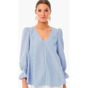 Tuckernuck Easton Blouse in Blue and White Stripe